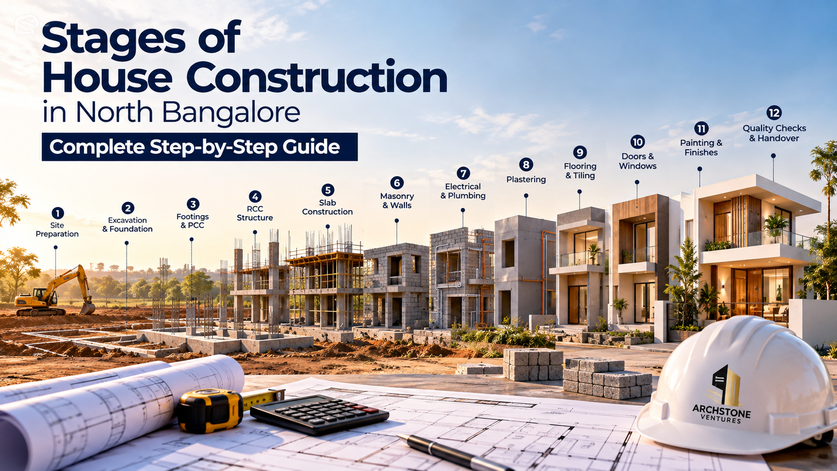 Stages of house construction in North Bangalore